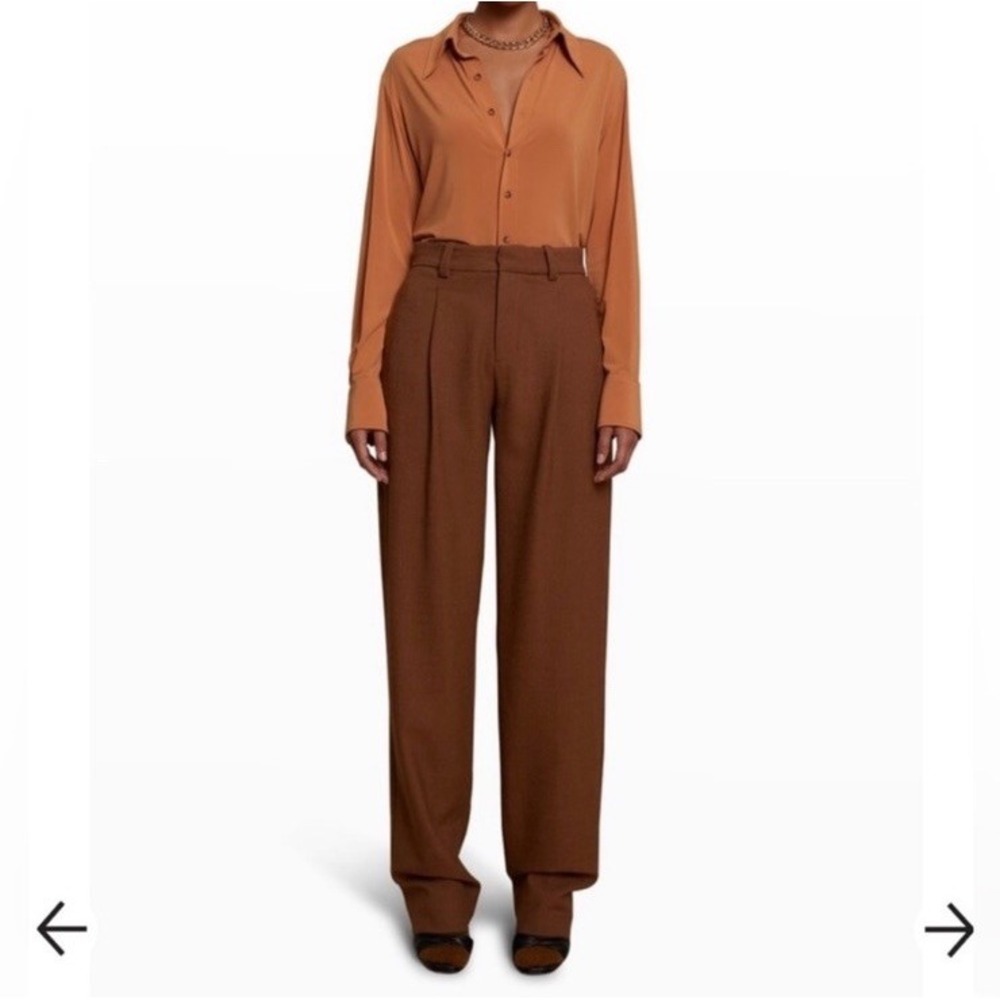 A.L.C. Nielson Pants Women's 8 Pleated Trousers Straight Leg Brown Work‎ Office